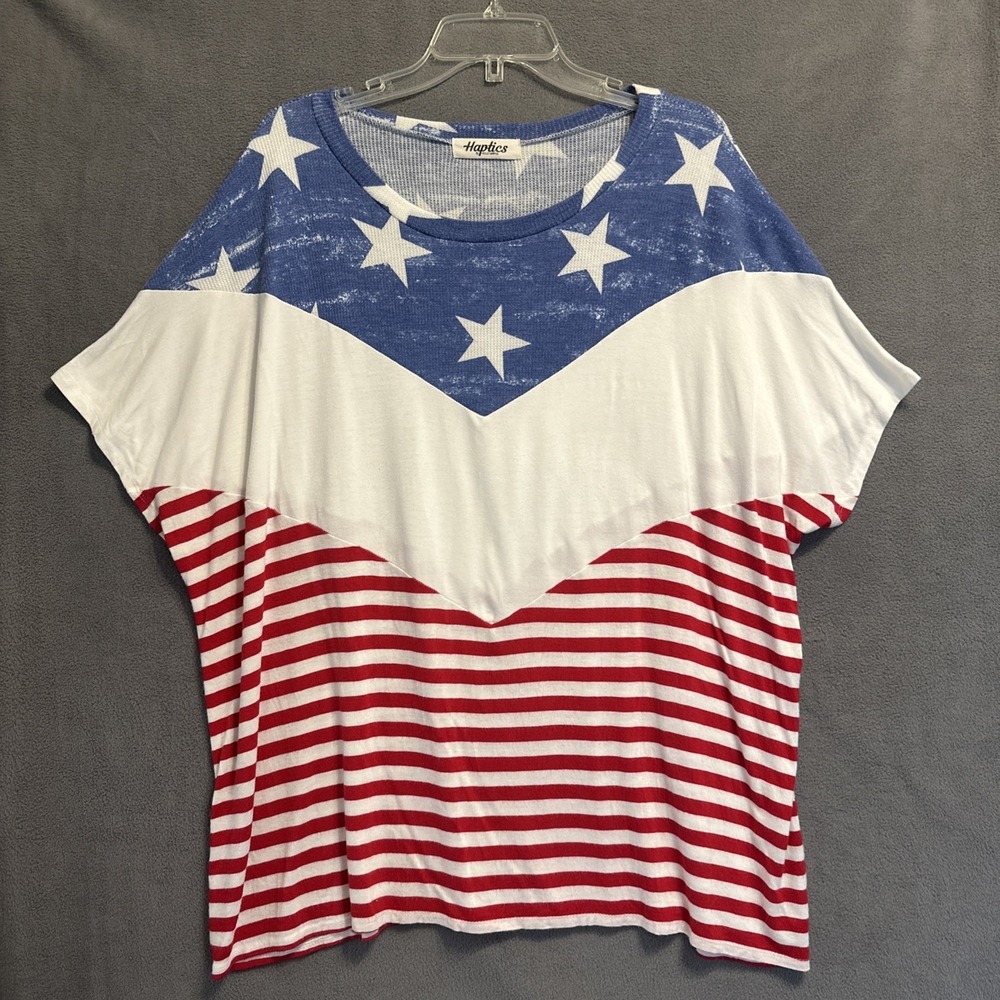 Haptics by Holly Harper Flag Top Plus Size 2X 4th of July Americana Patriotic